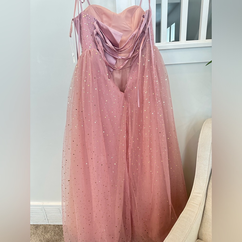 Starry PInk Tulle Prom Dress - Picture 6 of 7